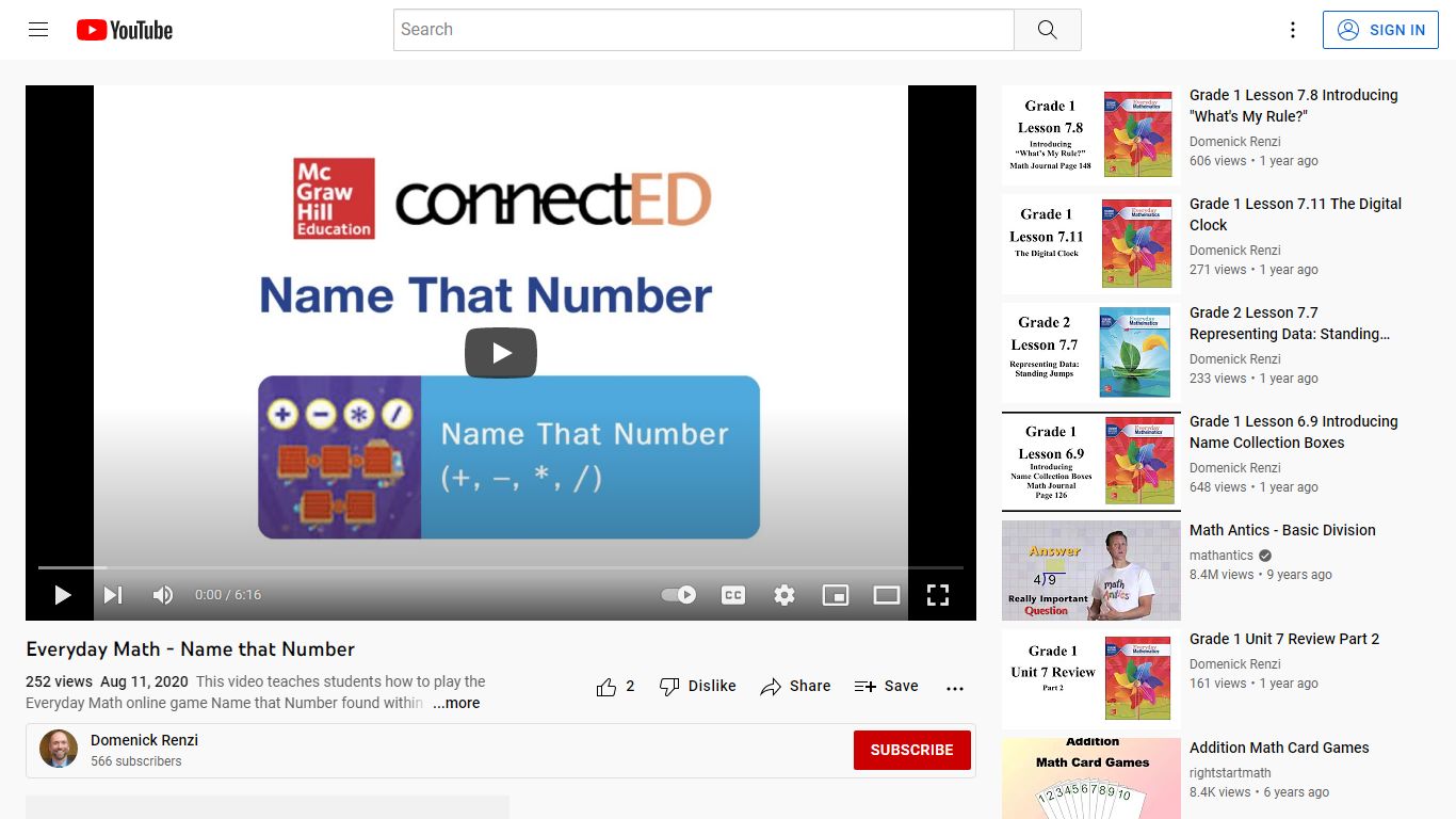 Everyday Math - Name that Number - YouTube
